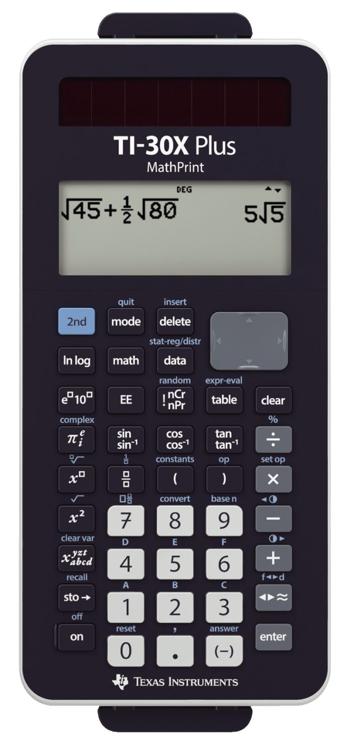 Schulrechner TI30XPlus MathPrint Solar - 4-zeilig, Batterie/Solar, schwarz