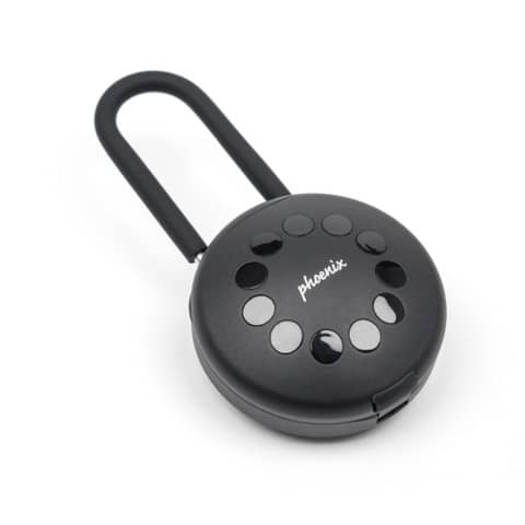 Schlüsseltresor Phönix Palm KS0213ES, mit 2 Haken und Vorhängeschloss, 10,0 x 10,0 x 5,0 cm, Elektronikschloss, schwarz