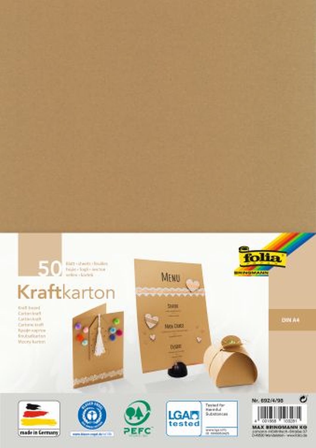 Kraftpapier - natur, A4, 230 g/qm, 50 Blatt Kraftpapier - natur, A4, 230 g/qm, 50 Blatt