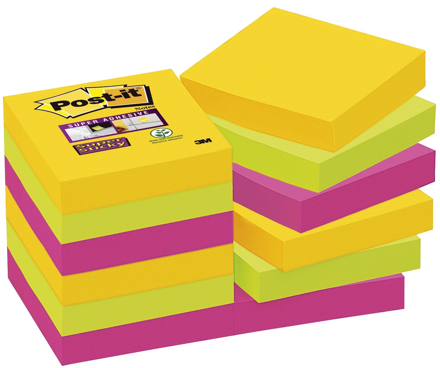 Haftnotiz Super Sticky Notes - 48 x 48 mm, 12x 90 Blatt Haftnotiz Super Sticky Notes - 48 x 48 mm, 12x 90 Blatt