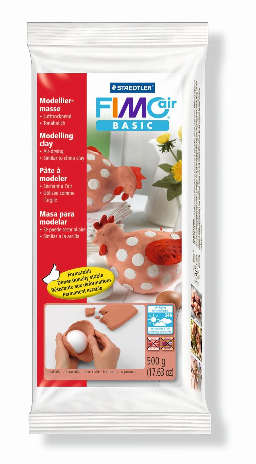 Modelliermasse FIMO® air basic - 500g, terrakotta, metall. Folie