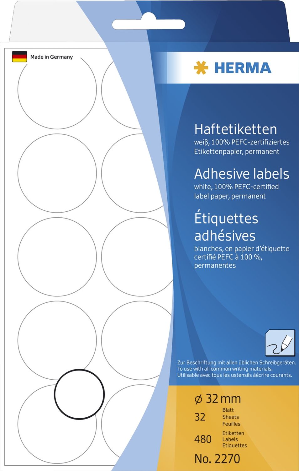 2270 Vielzwecketiketten - weiß, Ø 32 mm, matt, 480 Stück 2270 Vielzwecketiketten - weiß, Ø 32 mm, matt, 480 Stück