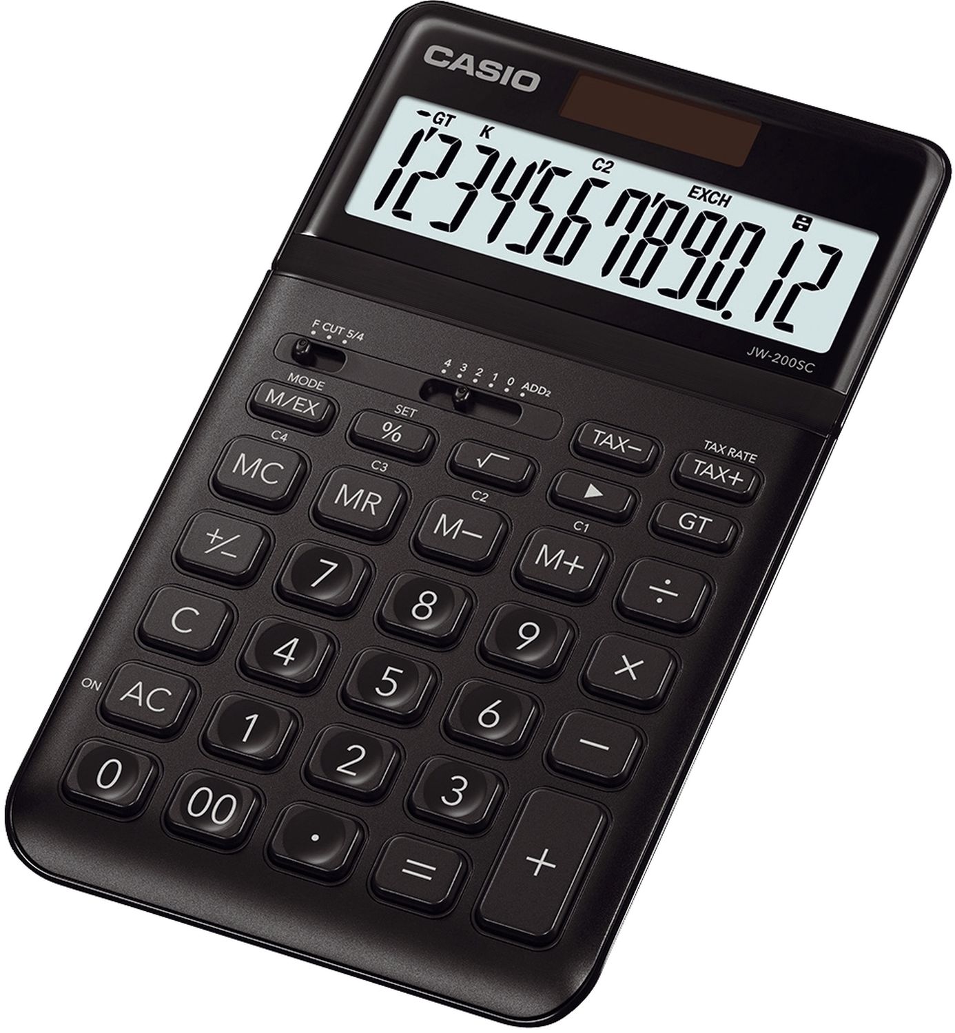 Tischrechner JW-200 - Solar-/Batteriebetrieb, 12stellig, LC-Display, schwarz Tischrechner JW-200 - Solar-/Batteriebetrieb, 12stellig, LC-Display, schwarz