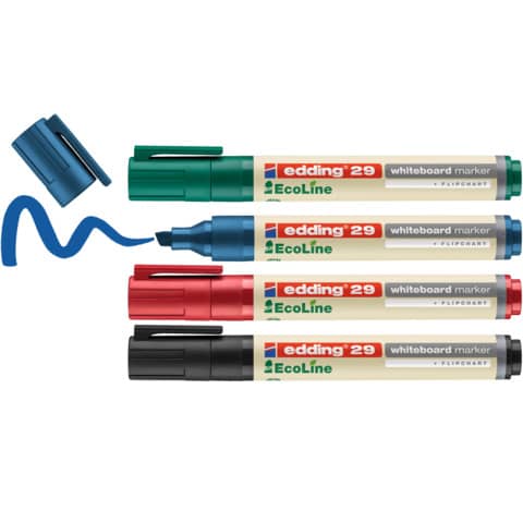 Whiteboardmarker Edding 29 (4-289-4), Keilspitze 1,5 - 5 mm, 4 Stück farbig sortiert