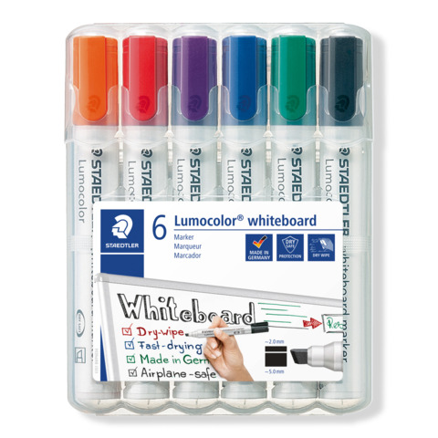 Whitebaordmarker Staedtler Lumocolor® 351 B WP6, Keilspitze 2 - 5 mm, 6 Stück farbig sortiert