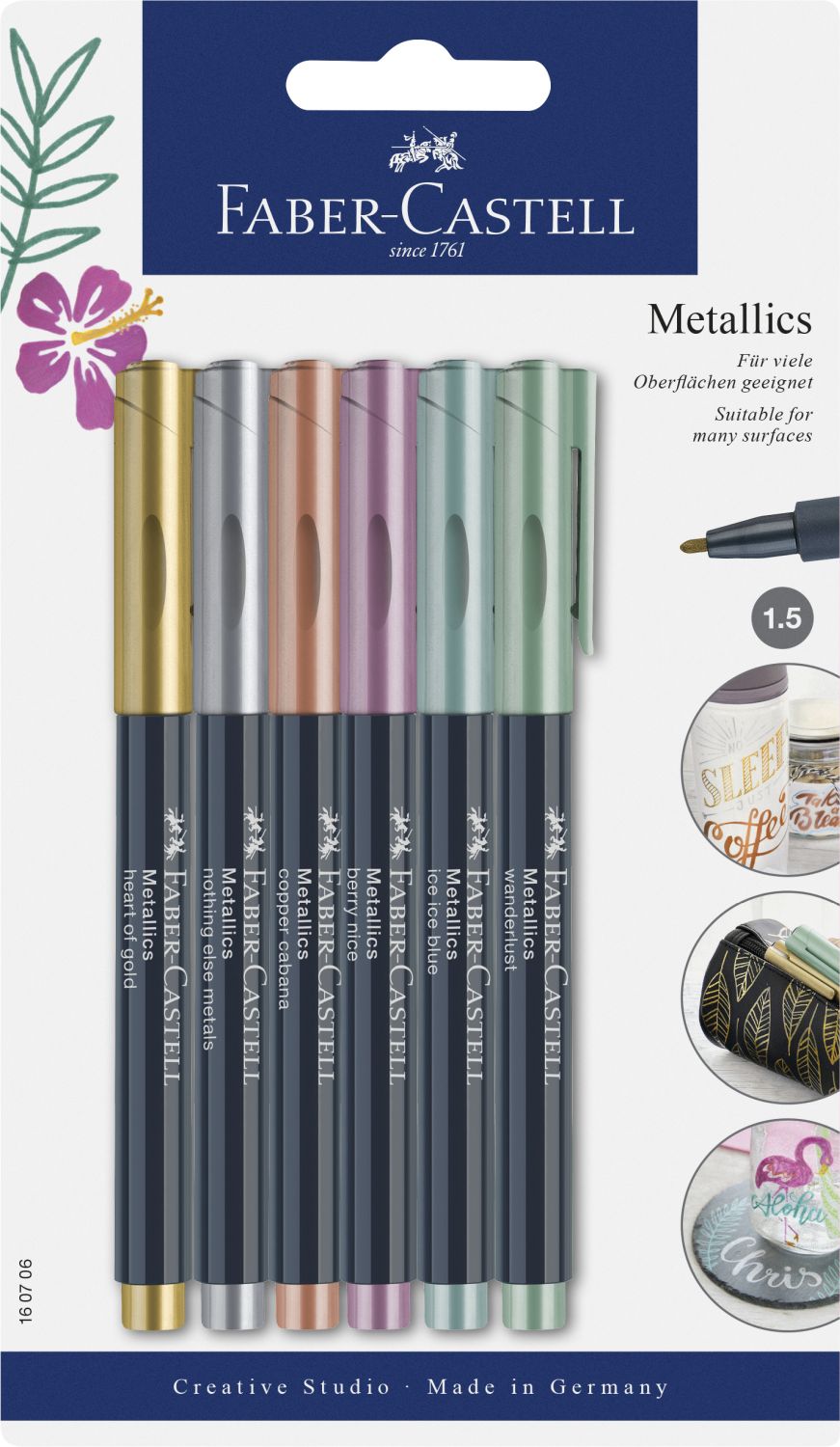 Faserschreiber Metallics Marker, 1,5 mm, sortiert, 6x auf Blisterkarte