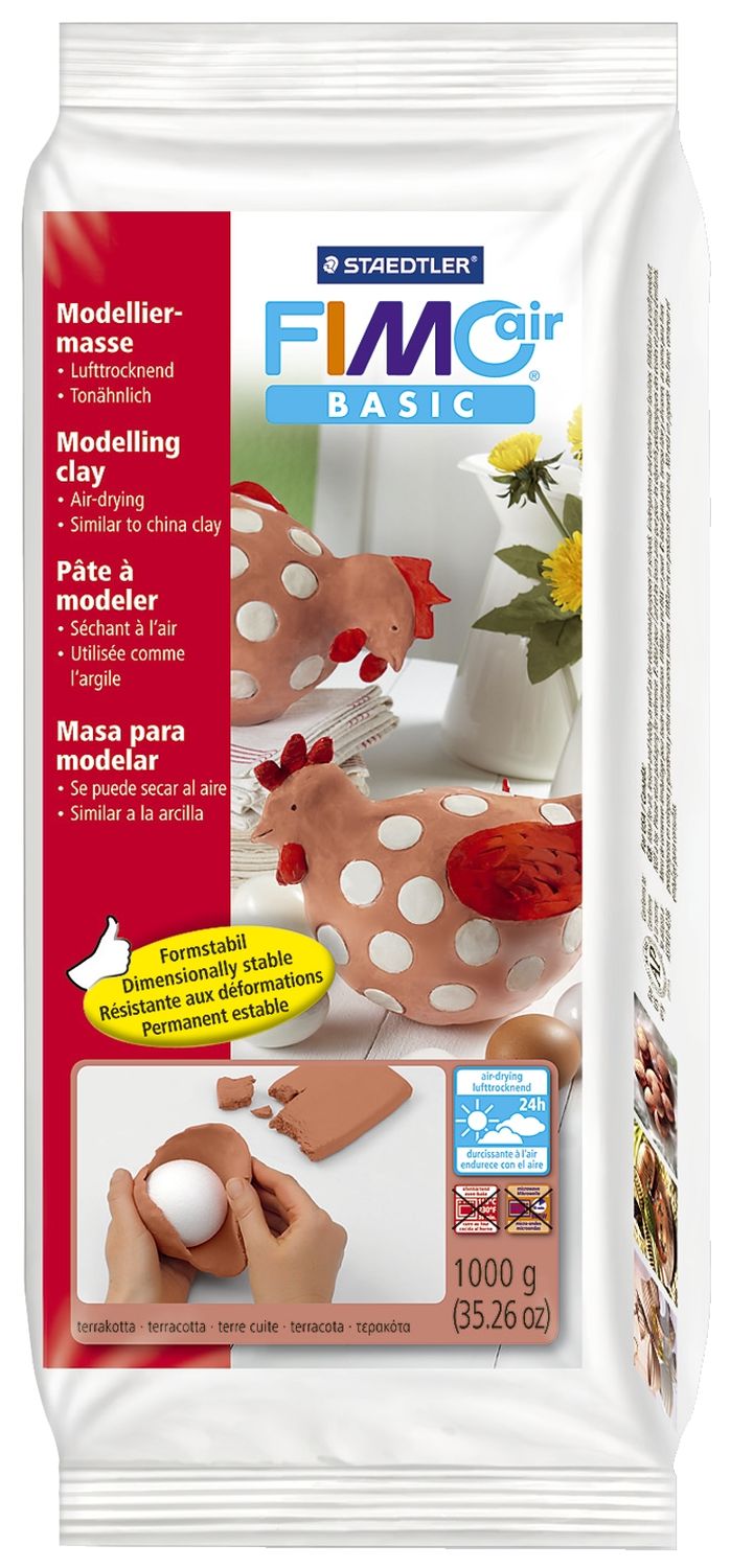 Modelliermasse FIMO® air basic - 1000g, terrakotta, metall. Folie