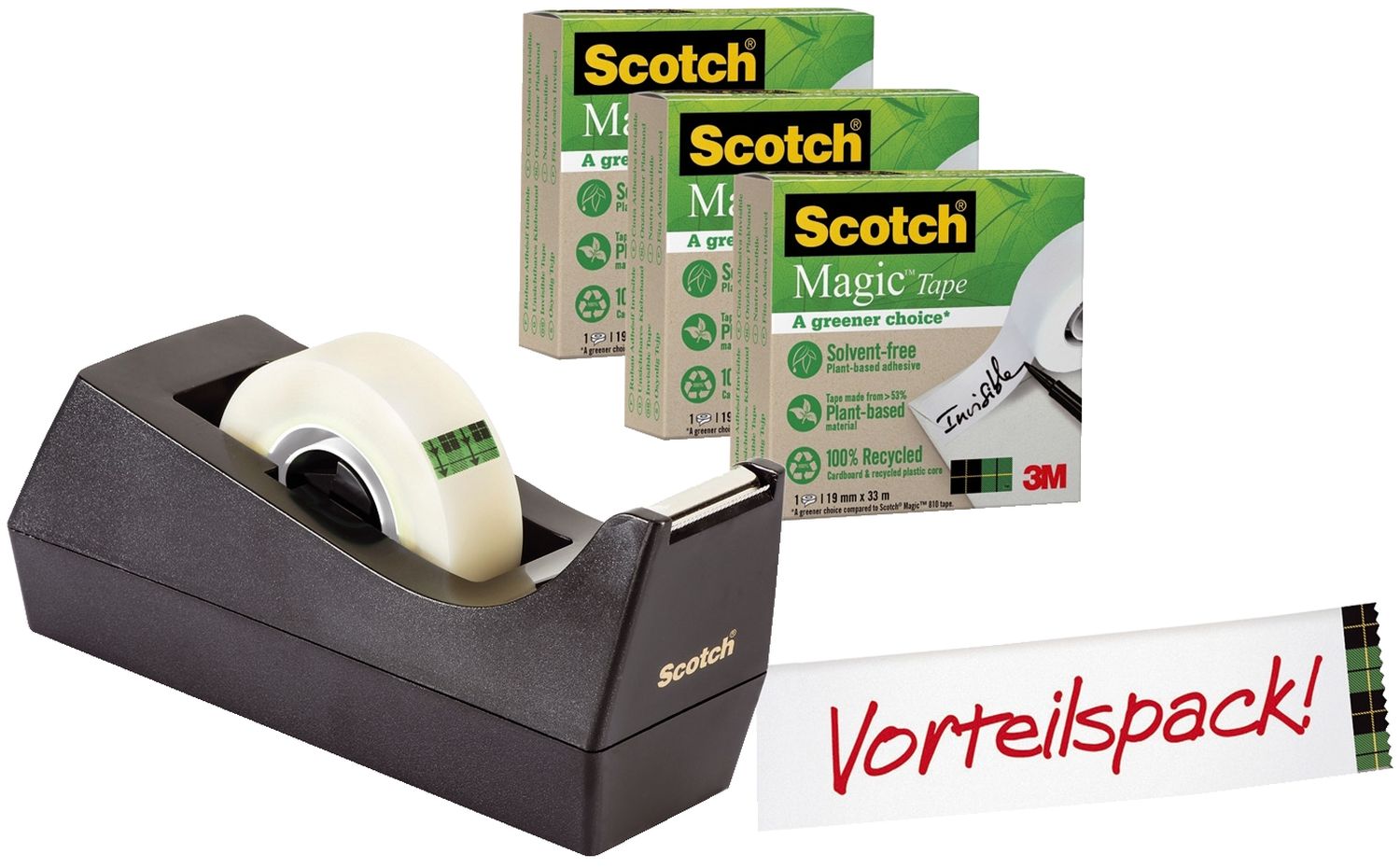 Tischabroller greenerChoice - inkl. 3 Rollen Klebefilm, schwarz Tischabroller greenerChoice - inkl. 3 Rollen Klebefilm, schwarz
