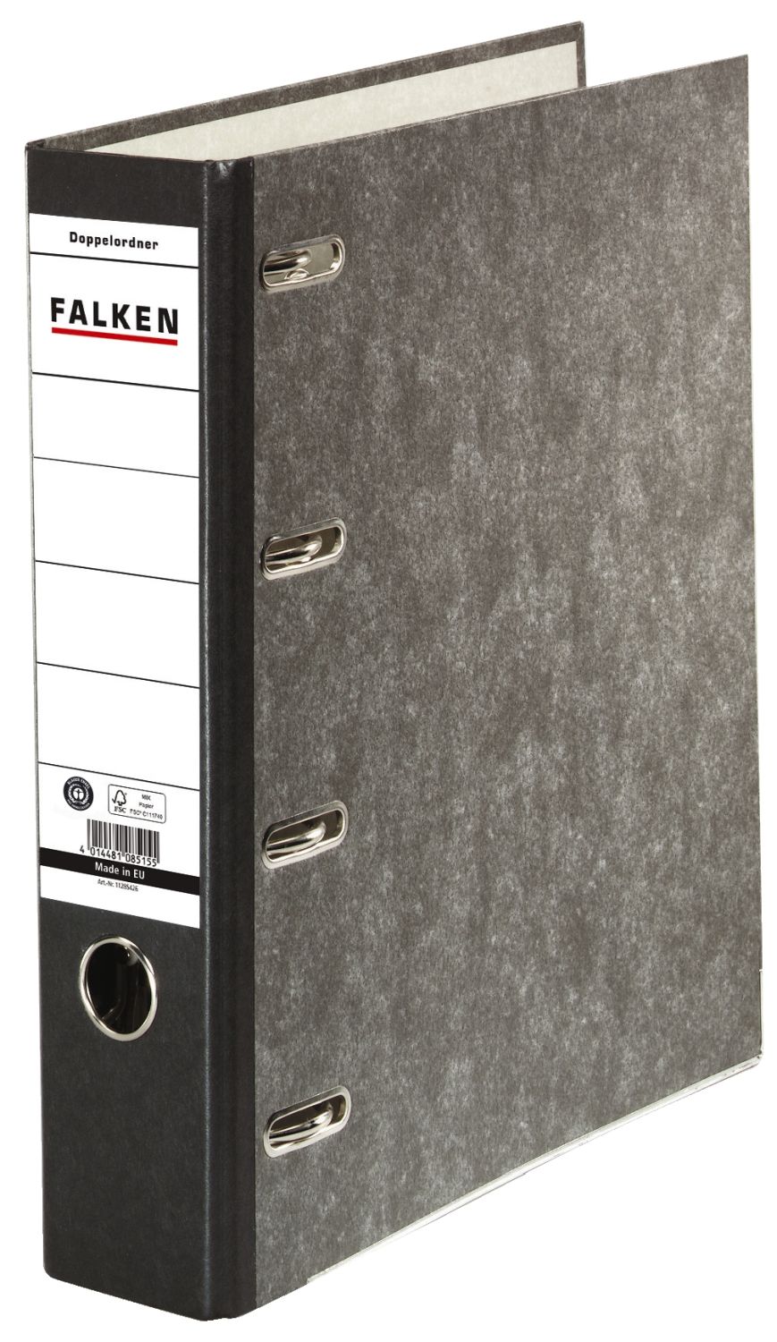 Doppelordner Falken 11285426 2x A5 quer, Wolkenmamor, breit 70 mm, schwarz