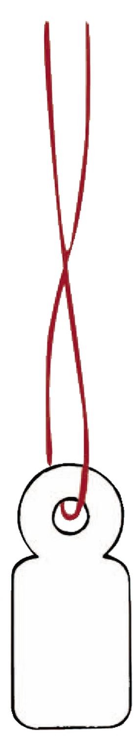 6919 Hängeetiketten - 10x22 mm, mit rotem Faden, 1000 Stück 6919 Hängeetiketten - 10x22 mm, mit rotem Faden, 1000 Stück