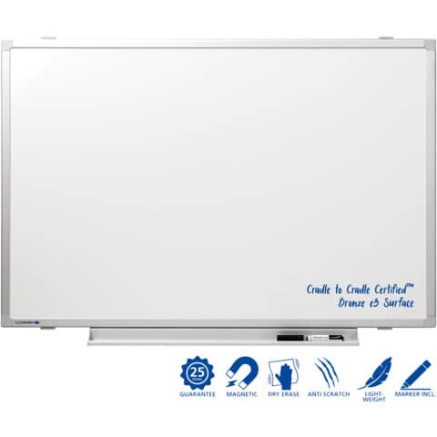 Whiteboard Legamaster Professional 7-100043, 90 x 60 cm, emalliert, Alurahmen, senk- oder waagerechte Wandbefestigung