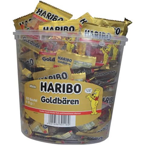 Fruchtgummi Haribo Goldbären Mini 4161501, 100 Minibeutel, 980 g