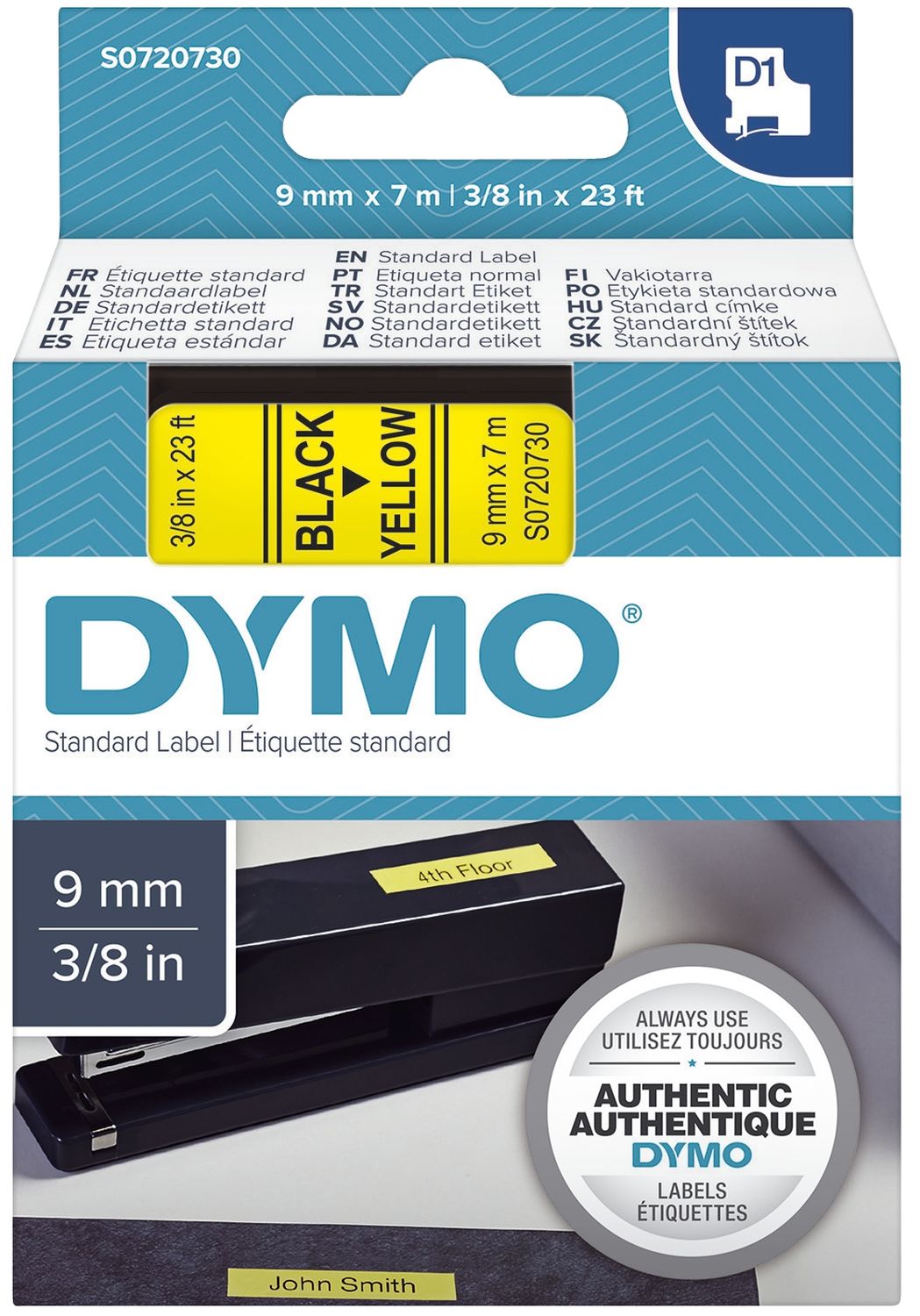 Schriftband D1 Kunststoff - laminiert, 7 m x 9 mm, Schwarz/Gelb Schriftband D1 Kunststoff - laminiert, 7 m x 9 mm, Schwarz/Gelb