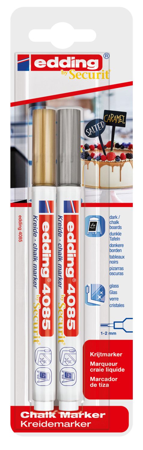 4085 Kreidemarker - 1 - 2 mm, 2er Bister, gold/silber 4085 Kreidemarker - 1 - 2 mm, 2er Bister, gold/silber