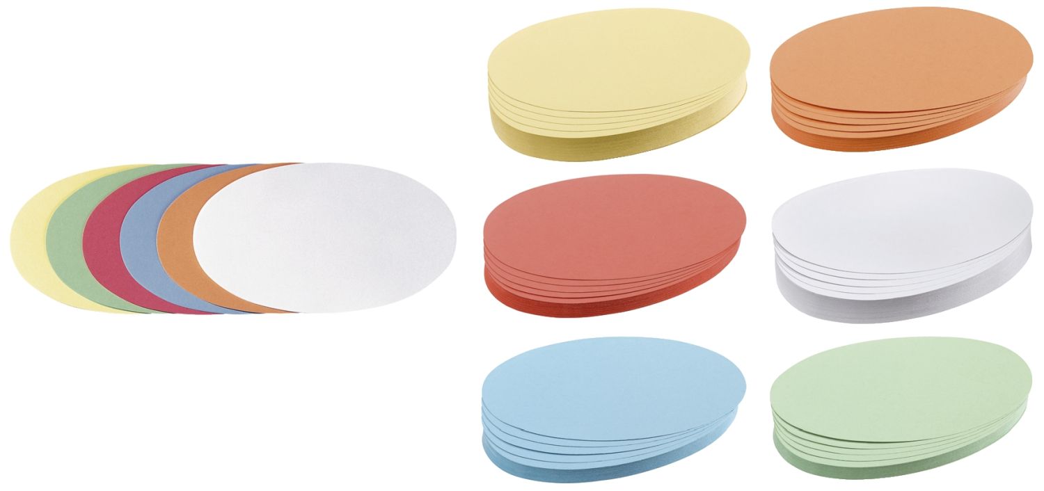 Moderationskarte - Oval, 190 x 110 mm, sortiert, 500 Stück Moderationskarte - Oval, 190 x 110 mm, sortiert, 500 Stück