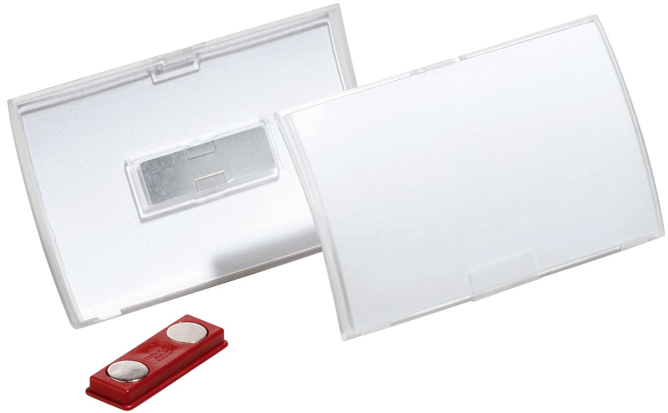Namensschild CLICK FOLD mit Magnet - 40 x 75 mm, transparent Namensschild CLICK FOLD mit Magnet - 40 x 75 mm, transparent
