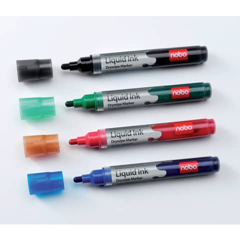 Whiteboardmarker und Flipchartmarker nobo 1902408, Rundspitze 3 mm, 4 Stück farbig sortiert