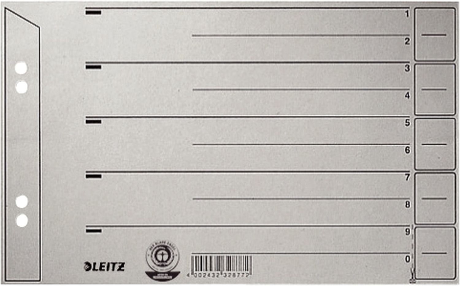 1656 Trennblätter - Lochung hinterklebt, Überbreite, A5 quer, grau, 100 Stück