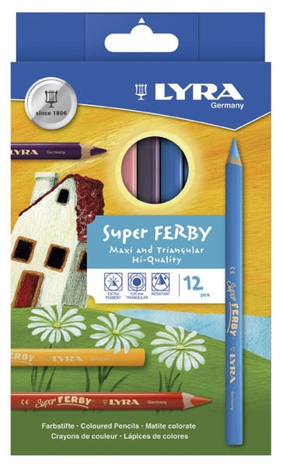Farbstift Super Ferby 12 Stück im Etui lackiert dreiflächig Farbstift Super Ferby 12 Stück im Etui lackiert dreiflächig