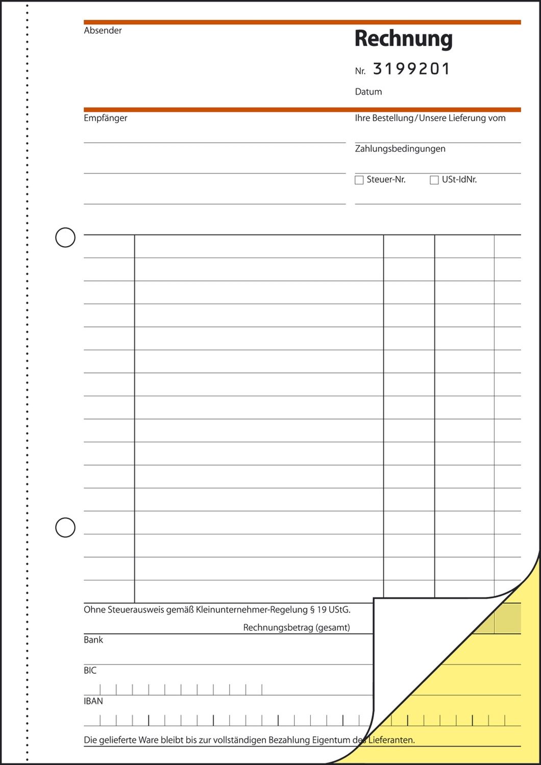 Rechnung für Kleinunternehmer ohne MwSt.-Ausweis - A5, SD, 2 x 30 Blatt Rechnung für Kleinunternehmer ohne MwSt.-Ausweis - A5, SD, 2 x 30 Blatt