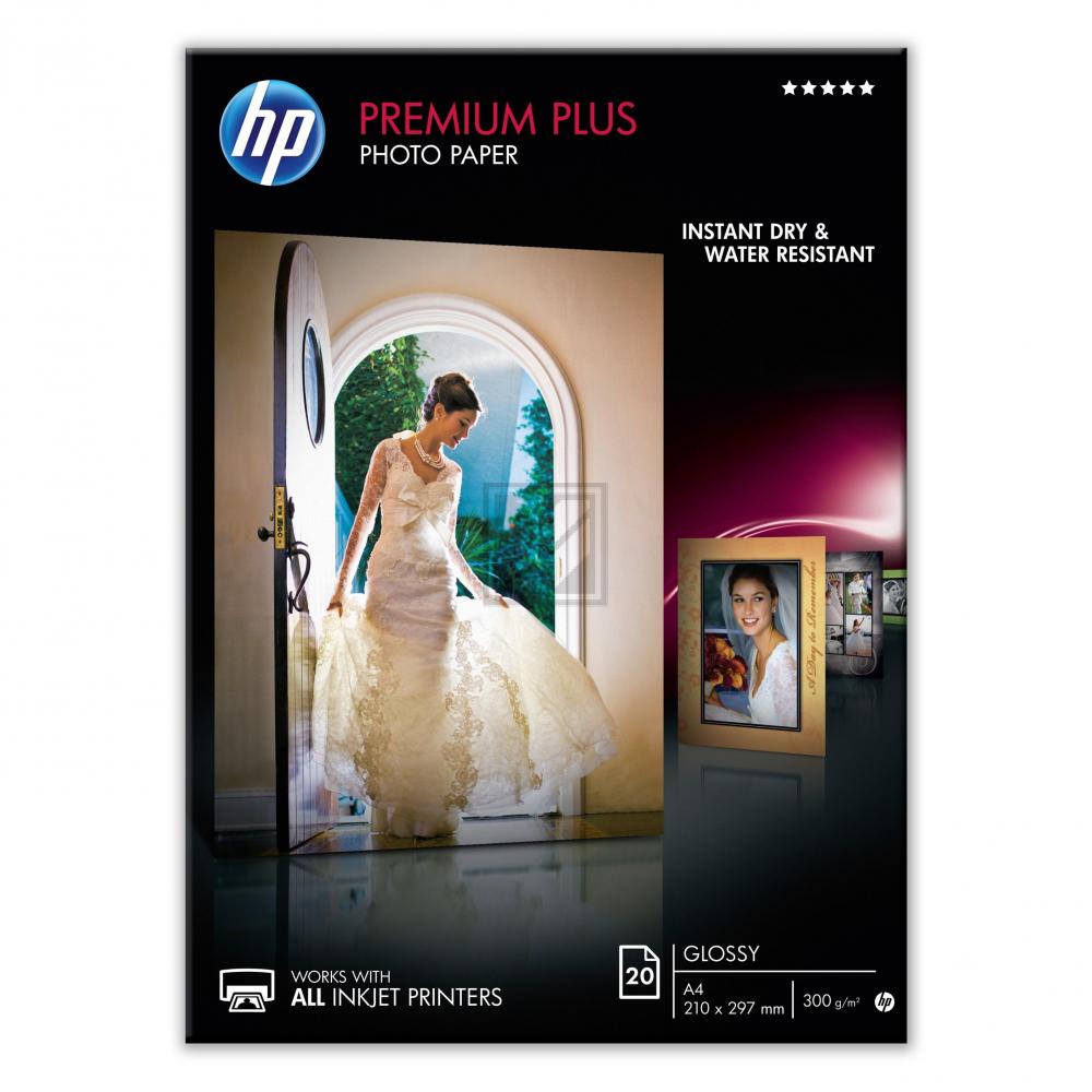 Fotopapier Premium Plus CR672A, DIN A4, weiß, hochglänzend, 300 g/qm, 20 Blatt für Inkjetdrucker