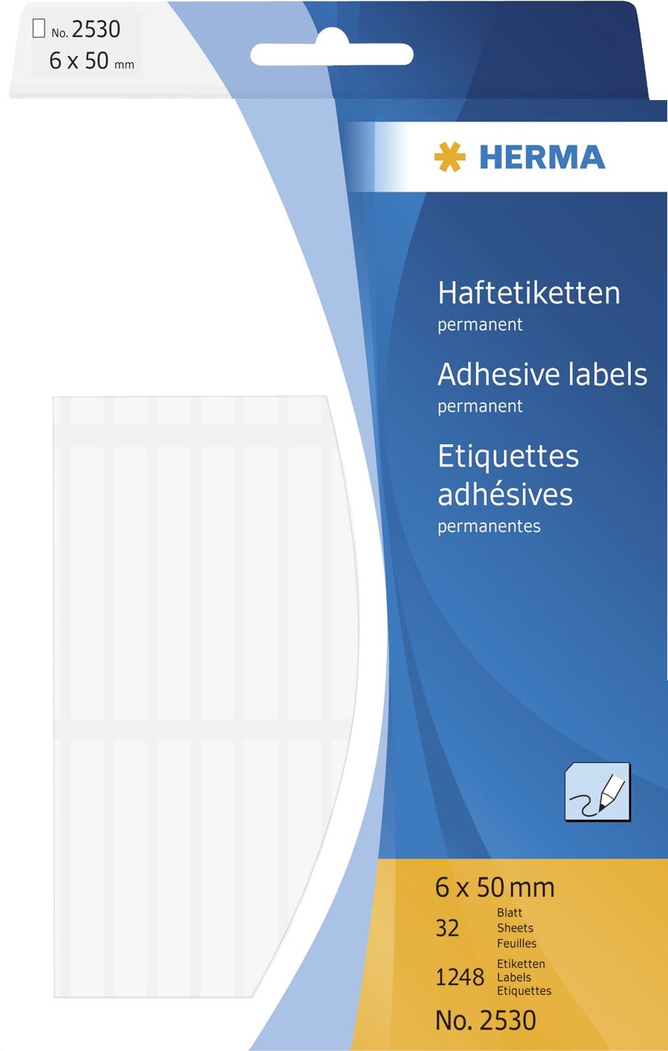2530 Vielzwecketiketten - weiß, 6x50 mm, matt, 1248 Stück