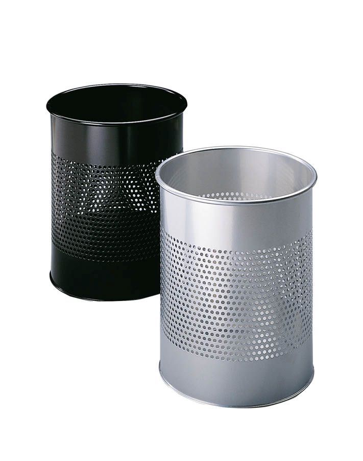 Papierkorb Metall rund 15 Liter, P 165 mm, schwarz Papierkorb Metall rund 15 Liter, P 165 mm, schwarz