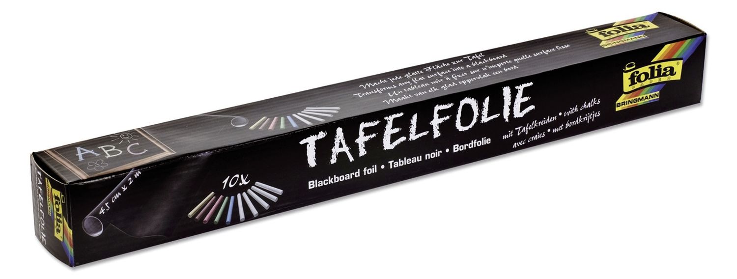 Tafelfolie - 45 x 200 cm, selbstklebend, schwarz, inkl. 10x Kreide Tafelfolie - 45 x 200 cm, selbstklebend, schwarz, inkl. 10x Kreide