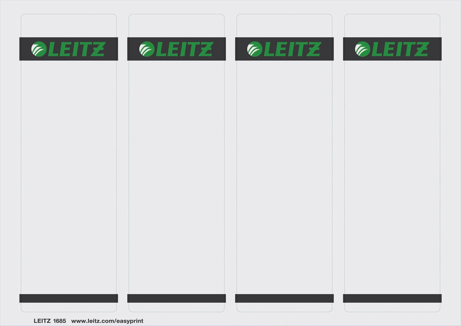 Rückenschild Leitz 1685-00-85, PC-beschriftbare, kurz/breit 61 x 192 mm, 400 Stück, hellgrau Rückenschild Leitz 1685-00-85, PC-beschriftbare, kurz/breit 61 x 192 mm, 400 Stück, hellgrau