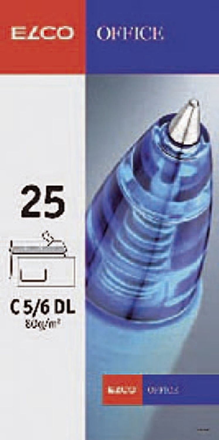 Briefumschläge Office Elco 74465.12, C6/5, hochweiß, haftklebend, mit Fenster, 80 g/qm, 25 Stück