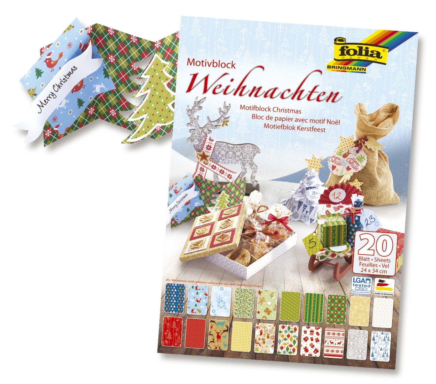 Bastelblock Design Weihnachten III - 20 Blatt, 24 x 34 cm, sortiert