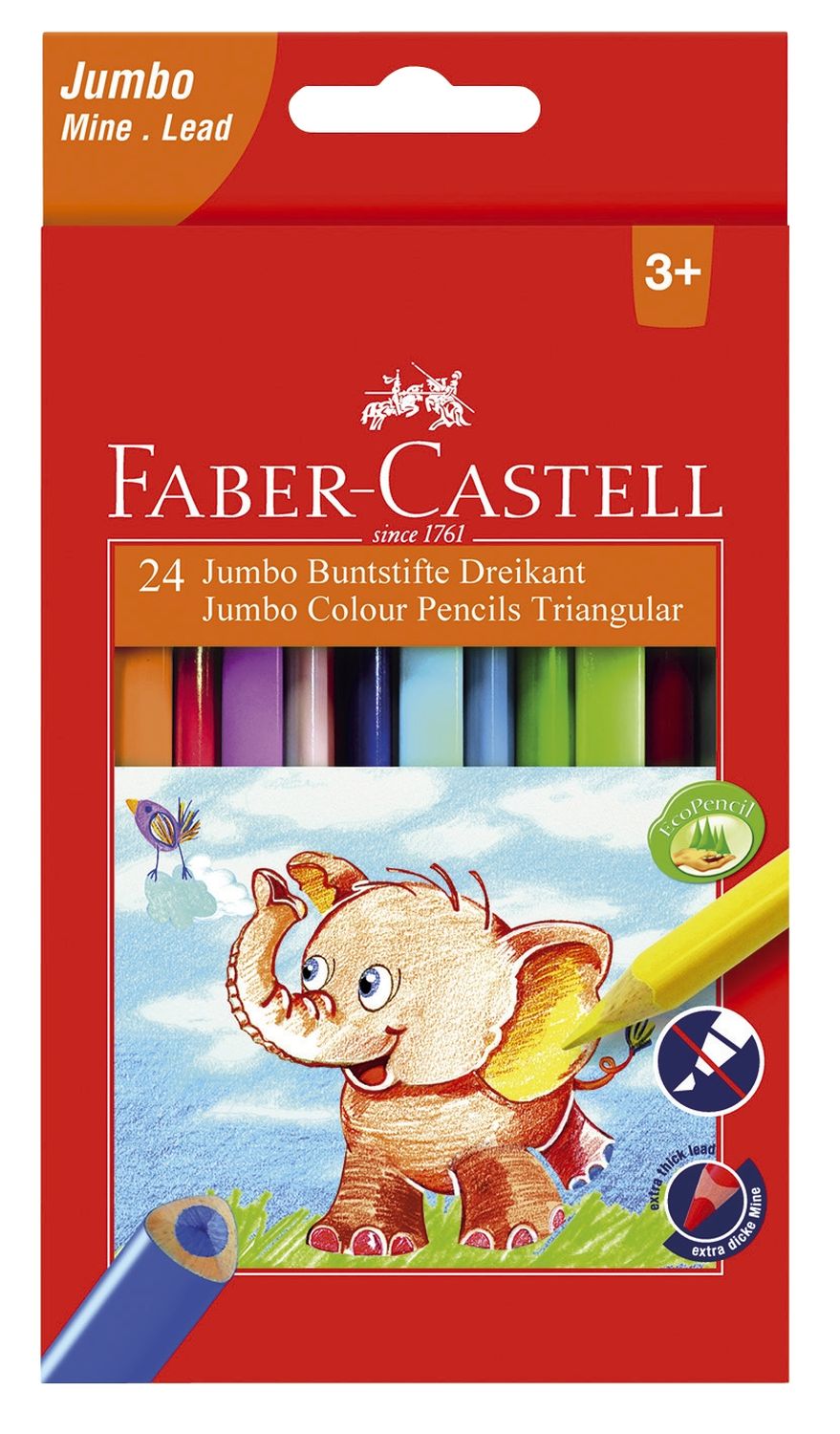 Buntstift Jumbo Dreikantform - 24 Farben sortiert, Kartonetui Buntstift Jumbo Dreikantform - 24 Farben sortiert, Kartonetui