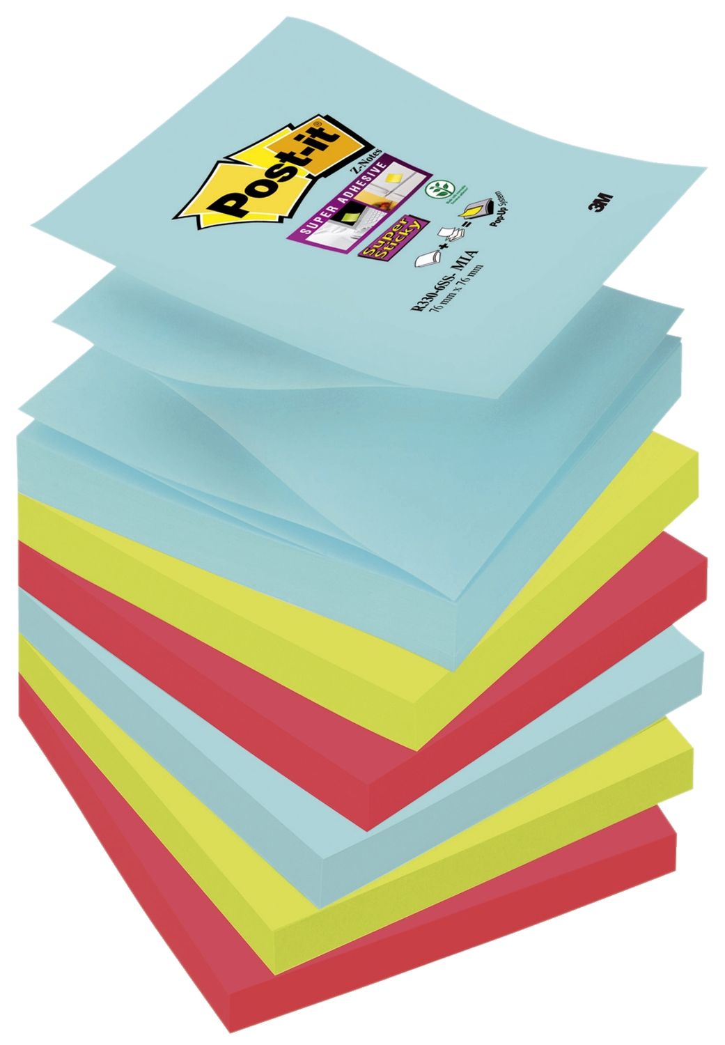 Haftnotiz Super Sticky Z-Notes Miami - 76 x 76 mm, 6x 90 Blatt Haftnotiz Super Sticky Z-Notes Miami - 76 x 76 mm, 6x 90 Blatt