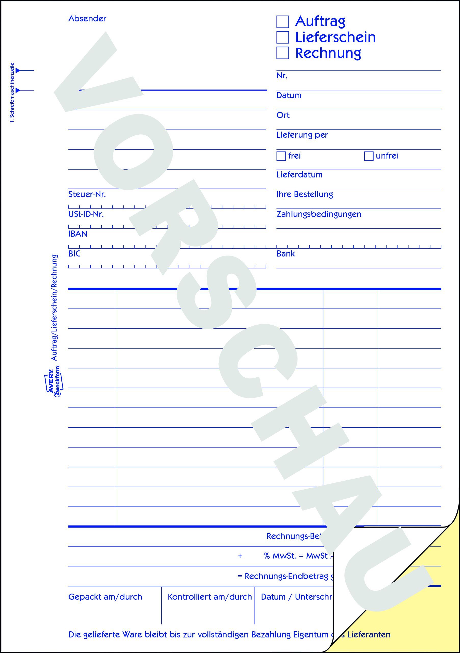 1739 Auftrag/Lieferschein/Rechnung, DIN A5, selbstdurchschreibend, 2 x 40 Blatt, weiß, gelb 1739 Auftrag/Lieferschein/Rechnung, DIN A5, selbstdurchschreibend, 2 x 40 Blatt, weiß, gelb