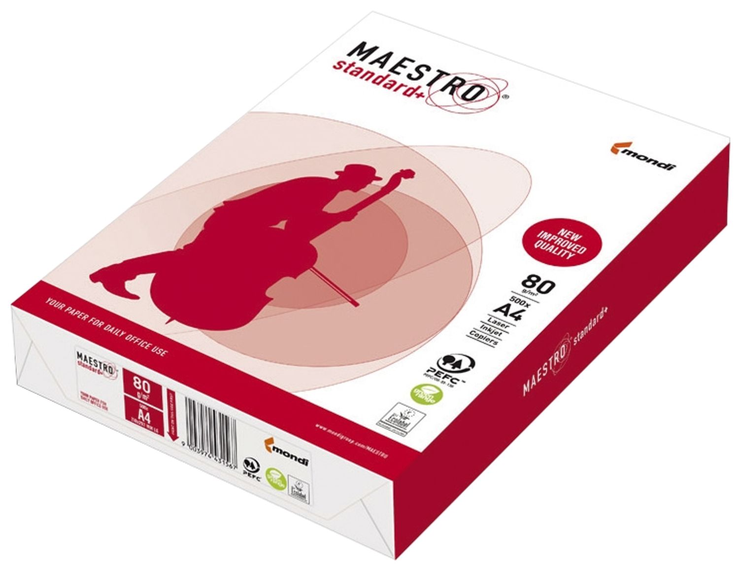 Kopierpapier Maestro STANDARD+ 94928A80S, DIN A4, 80 g/qm, weiß, 500 Blatt