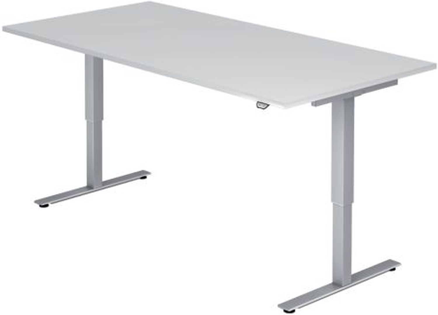 Sitz-Steh-Schreibtisch mit T-Fuß - 180 x 72-119 x 80 cm, elektr. höhenverstellbar, Weiß