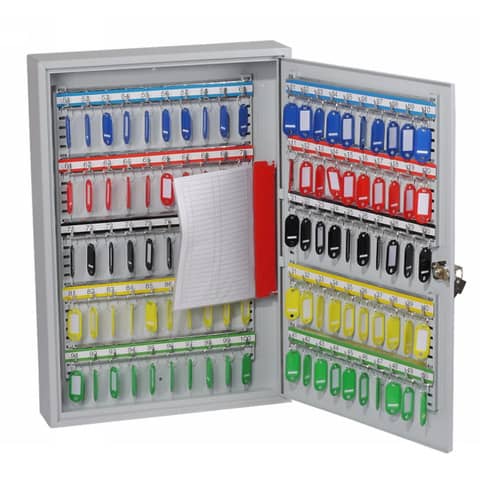 Schlüsselschrank Phönix KC0603K, mit 100 Haken, 38,0 x 55,0 x 8,0 cm, mit Zylinderschloss, grau