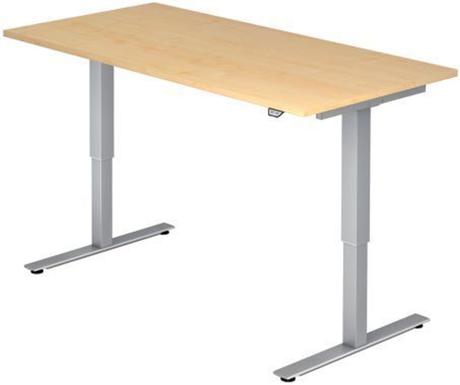 Sitz-Steh-Schreibtisch mit T-Fuß - 120 x 72-119 x 80 cm, elektr. höhenverstellbar, Ahorn, mit Montageservice Sitz-Steh-Schreibtisch mit T-Fuß - 120 x 72-119 x 80 cm, elektr. höhenverstellbar, Ahorn, mit Montageservice