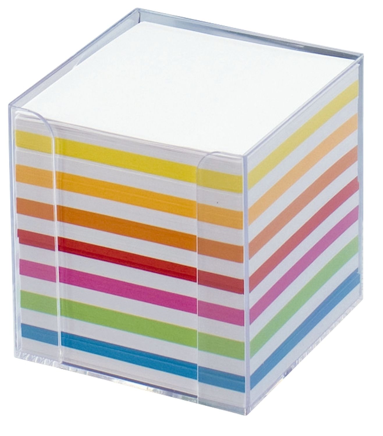 Notizbox glasklar - 9,5x9,5x9,5cm, Papier: weiß / bunt, ca. 700 Blatt Notizbox glasklar - 9,5x9,5x9,5cm, Papier: weiß / bunt, ca. 700 Blatt