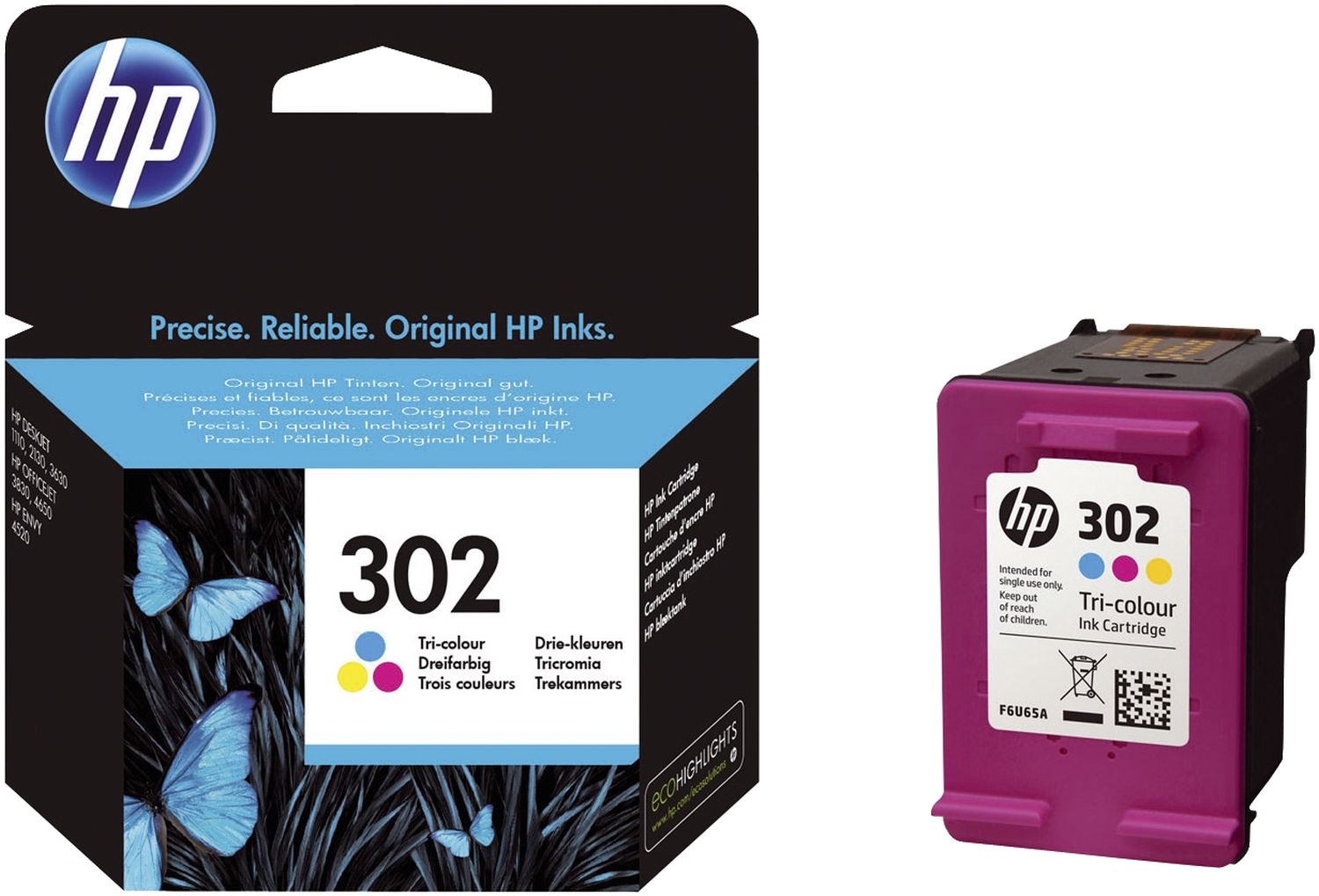 Original HP Druckkopfpatrone color (F6U65AE,F6U65AE#ABE,F6U65AE#BA3,F6U65AE#UUS,302,302C,302COLOR,NO302,NO302C,NO302COLOR)