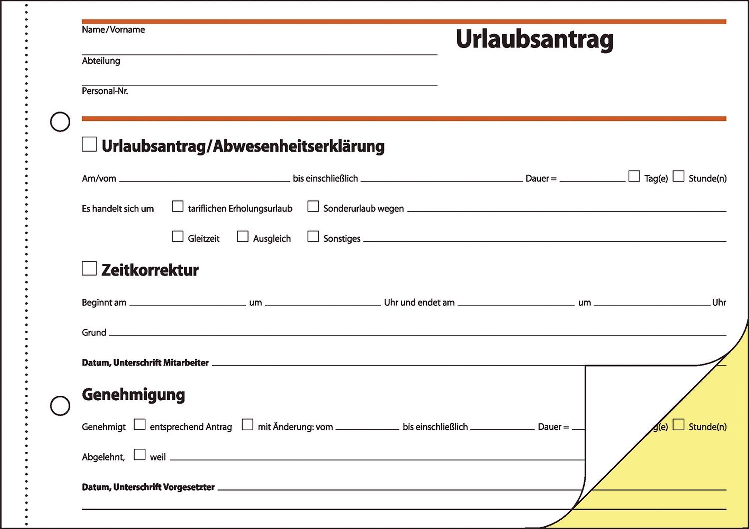 Urlaubsanträge - A5 quer, 1. und 2. Blatt bedruckt, SD, MP, 2 x 40 Blatt Urlaubsanträge - A5 quer, 1. und 2. Blatt bedruckt, SD, MP, 2 x 40 Blatt