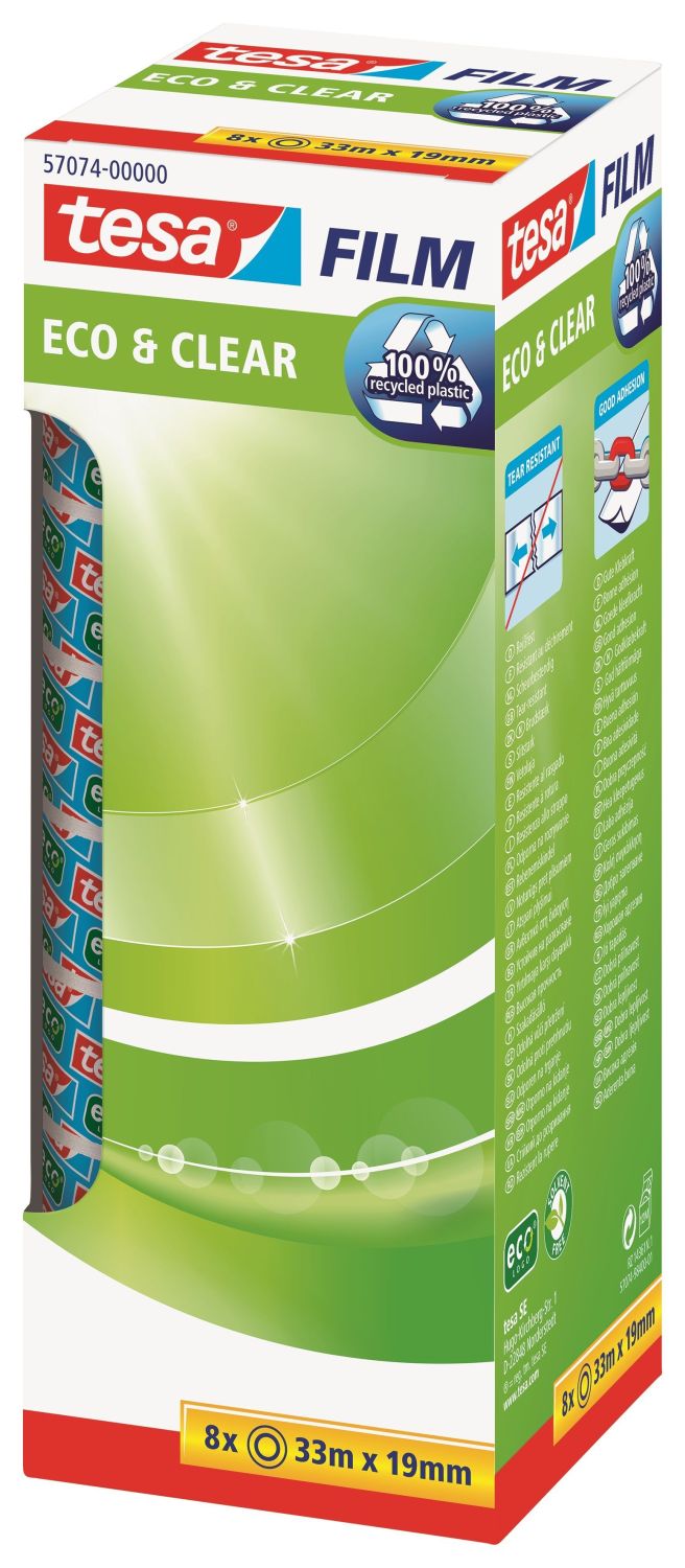 Klebefilm Eco & Clear Office Box - unsichtbar, 19 mm x 33 m, 8 Rollen Klebefilm Eco & Clear Office Box - unsichtbar, 19 mm x 33 m, 8 Rollen