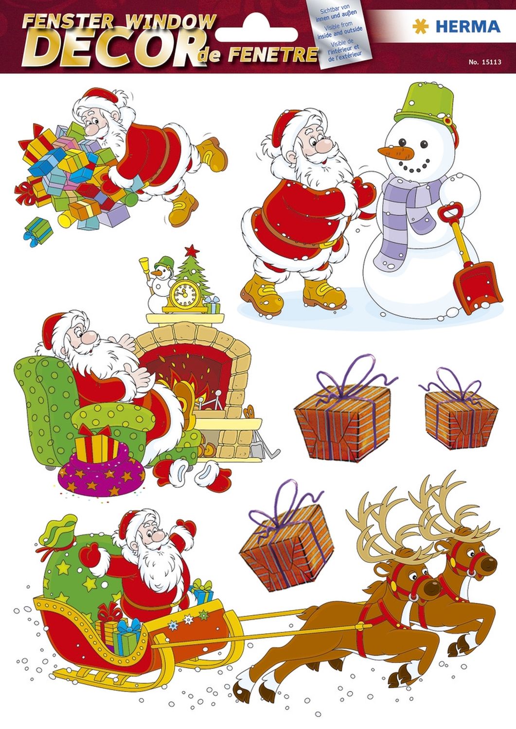 15113 Fensterbilder Weihnachtsmänner - 7 Stück 15113 Fensterbilder Weihnachtsmänner - 7 Stück
