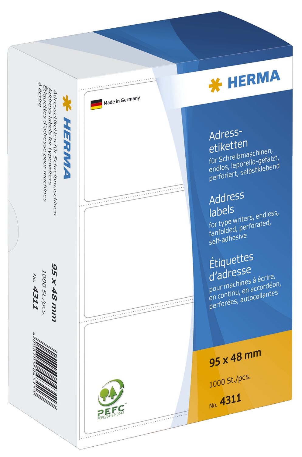 4311 Adress-Etiketten - 95 x 48 mm, selbstklebend, 1000 Stück 4311 Adress-Etiketten - 95 x 48 mm, selbstklebend, 1000 Stück
