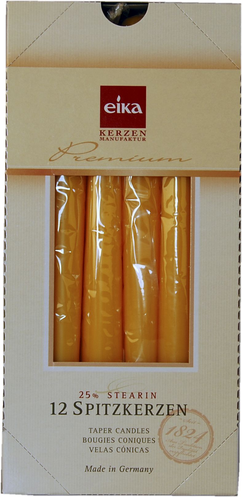 Spitzkerzen - Ø25 mm, Höhe 250 mm, maisgelb Spitzkerzen - Ø25 mm, Höhe 250 mm, maisgelb