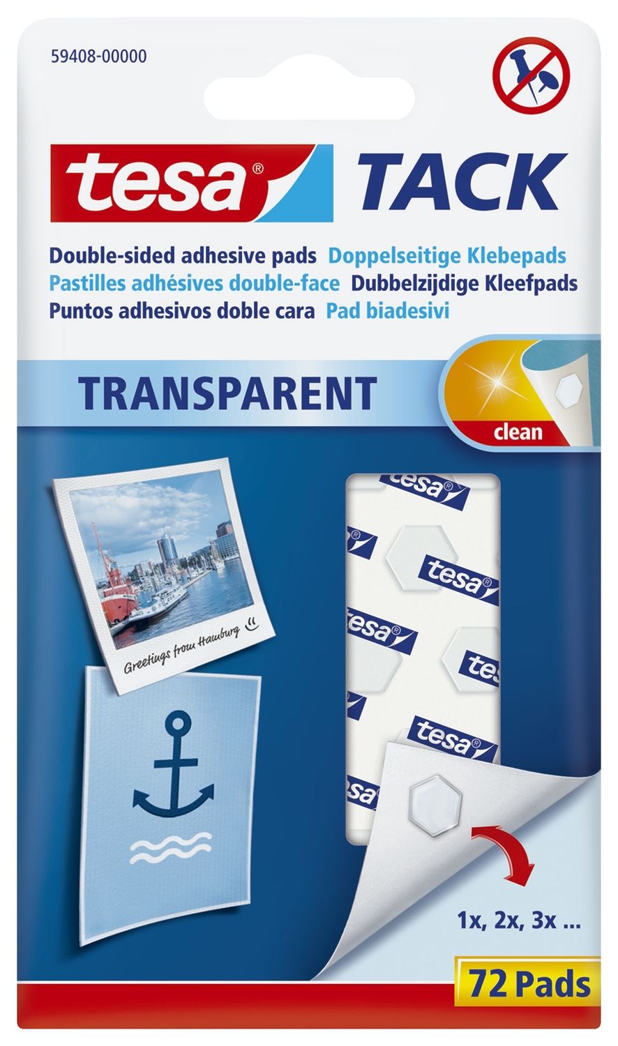 Tack® Klebestücke - 72 Pads, ablösbar, transparent Tack® Klebestücke - 72 Pads, ablösbar, transparent