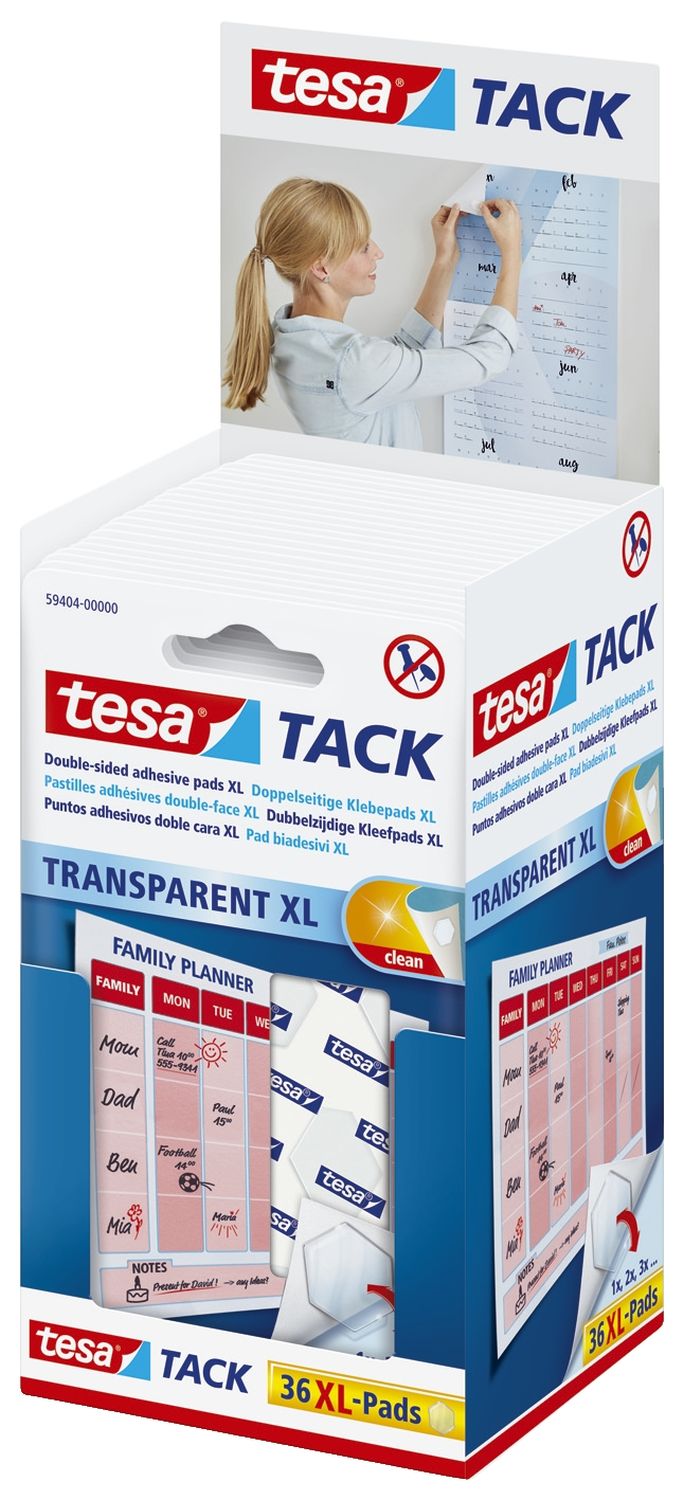 Tack® Klebestücke - 36 Pads XL, ablösbar, transparent Tack® Klebestücke - 36 Pads XL, ablösbar, transparent