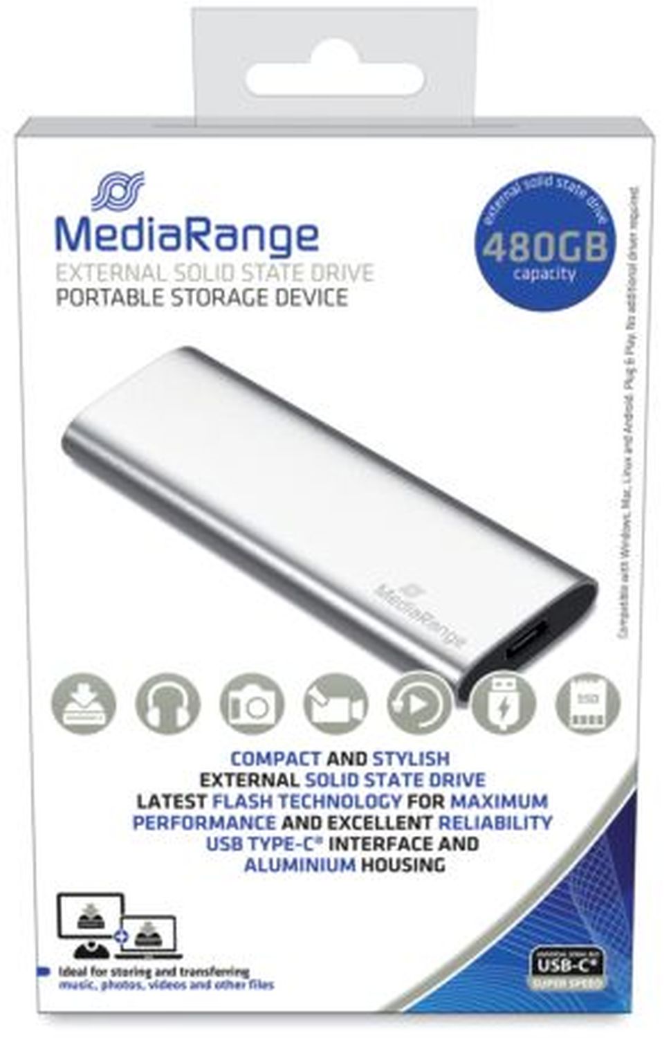 externes USB Type-C® Laufwerk SSD - 480 GB, silber externes USB Type-C® Laufwerk SSD - 480 GB, silber