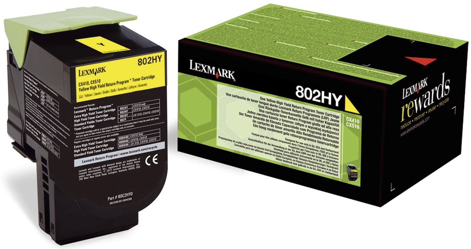 Original Lexmark Toner-Kit gelb return program (0080C2HY0,080C2HY0,80C2HY0,802HY,NO802HY)