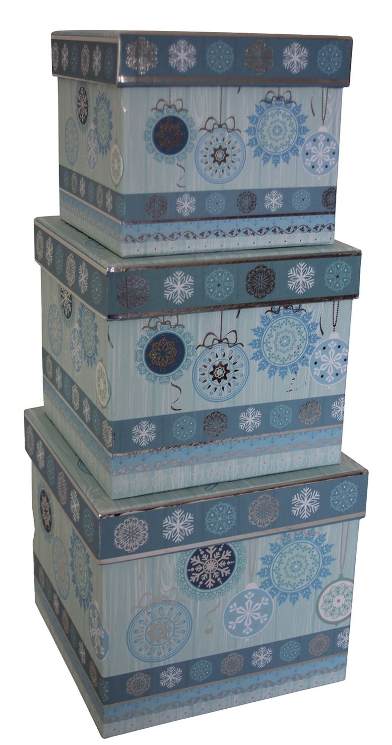 Weihnachtsgeschenkkarton - 3 tlg., Würfel
